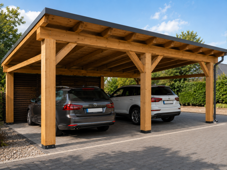 Kétállásos gépkocsibeálló tartóoszlopai