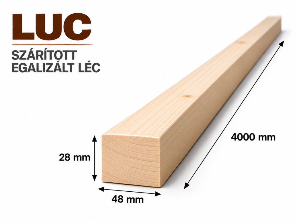 Luc szárított egalizált léc 28x48x4000 mm III/IV