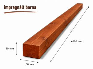 Luc építő léc 30x50x4000 mm impregnált barna