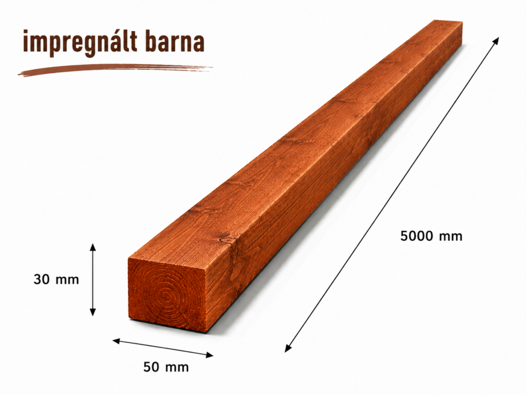 Luc építő léc 30x50x5000 mm impregnált barna