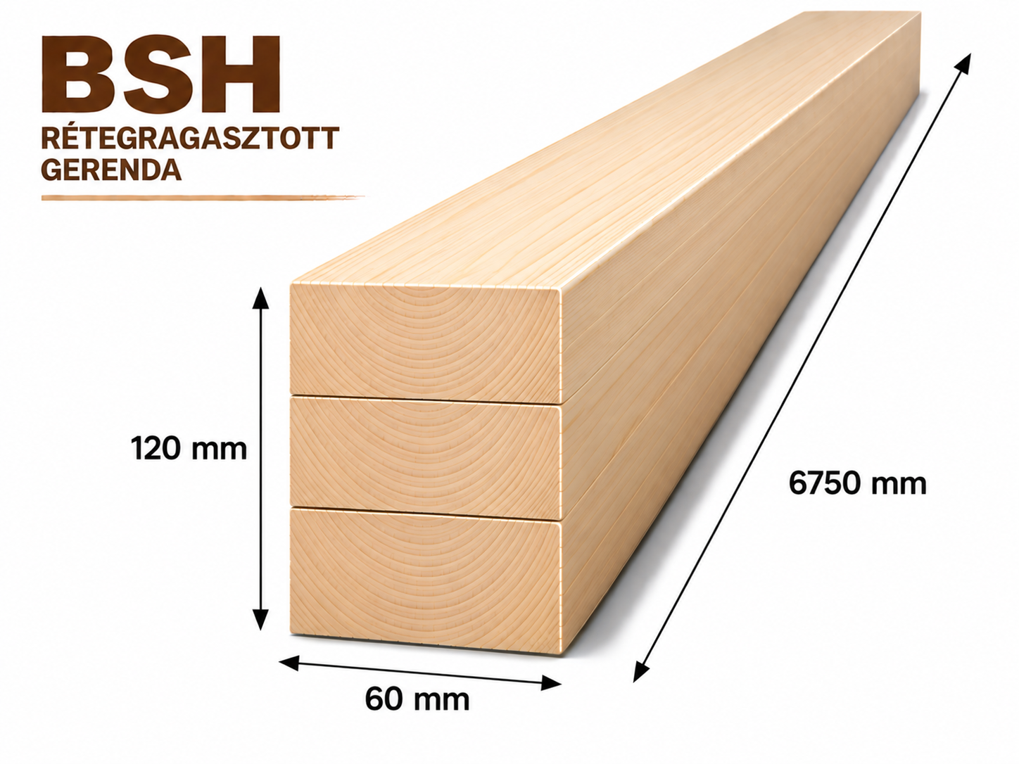 Luc BSH látszó 60x120x6750 mm
