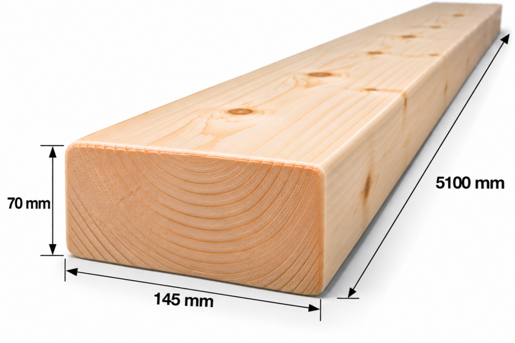 Finn luc szárított gyalult szarufa 70x145x5100 mm C24