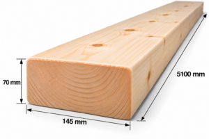 Finn luc szárított gyalult szarufa 70x145x5100 mm C24