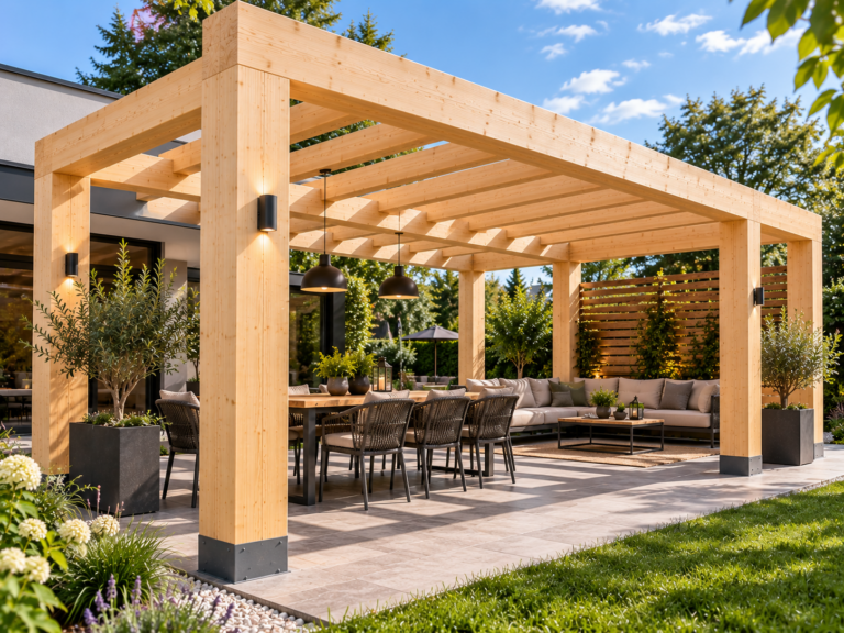 Nagyméretű pergola tartóoszlopai